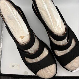 Clarks Black Triple-Strap Open-Toe Sandals